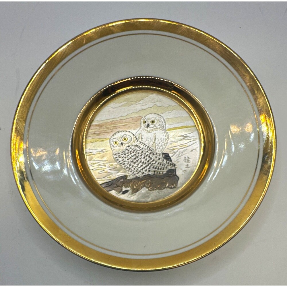 Dynasty Original Chokin Collection Fine China Owl Plate Japan Gold Trim